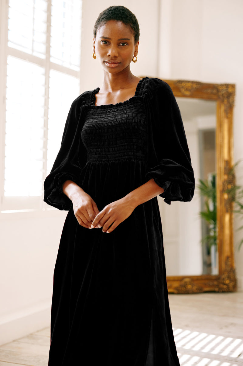 Viola Velvet One Sleeve Maxi Dress - Black – Pippa & Pearl